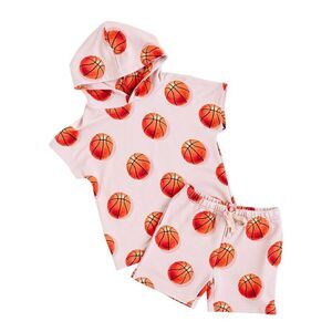 Bums & Roses  Hoop There It Is Hooded T-Shirt & Short, Multicolor